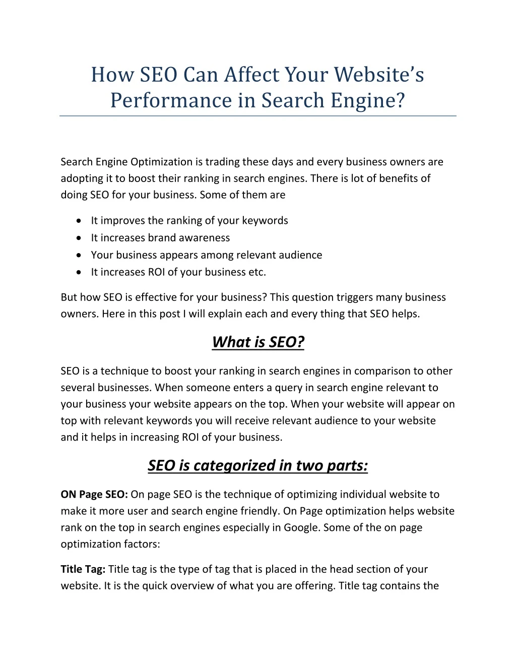 how seo can affect your website s performance