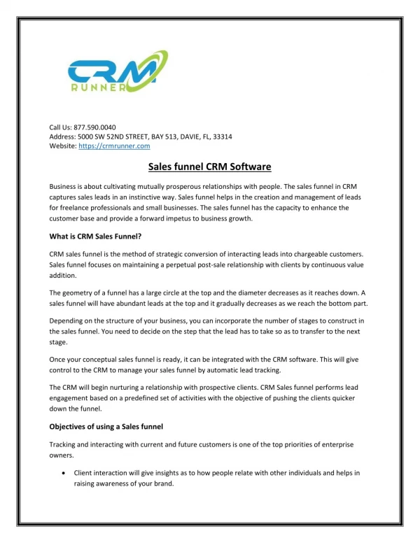 Sales funnel CRM Software