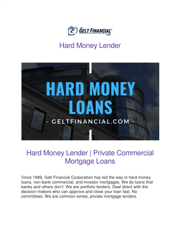 Hard Money Loans