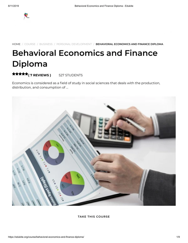 Behavioral Economics and Finance Diploma - Edukite