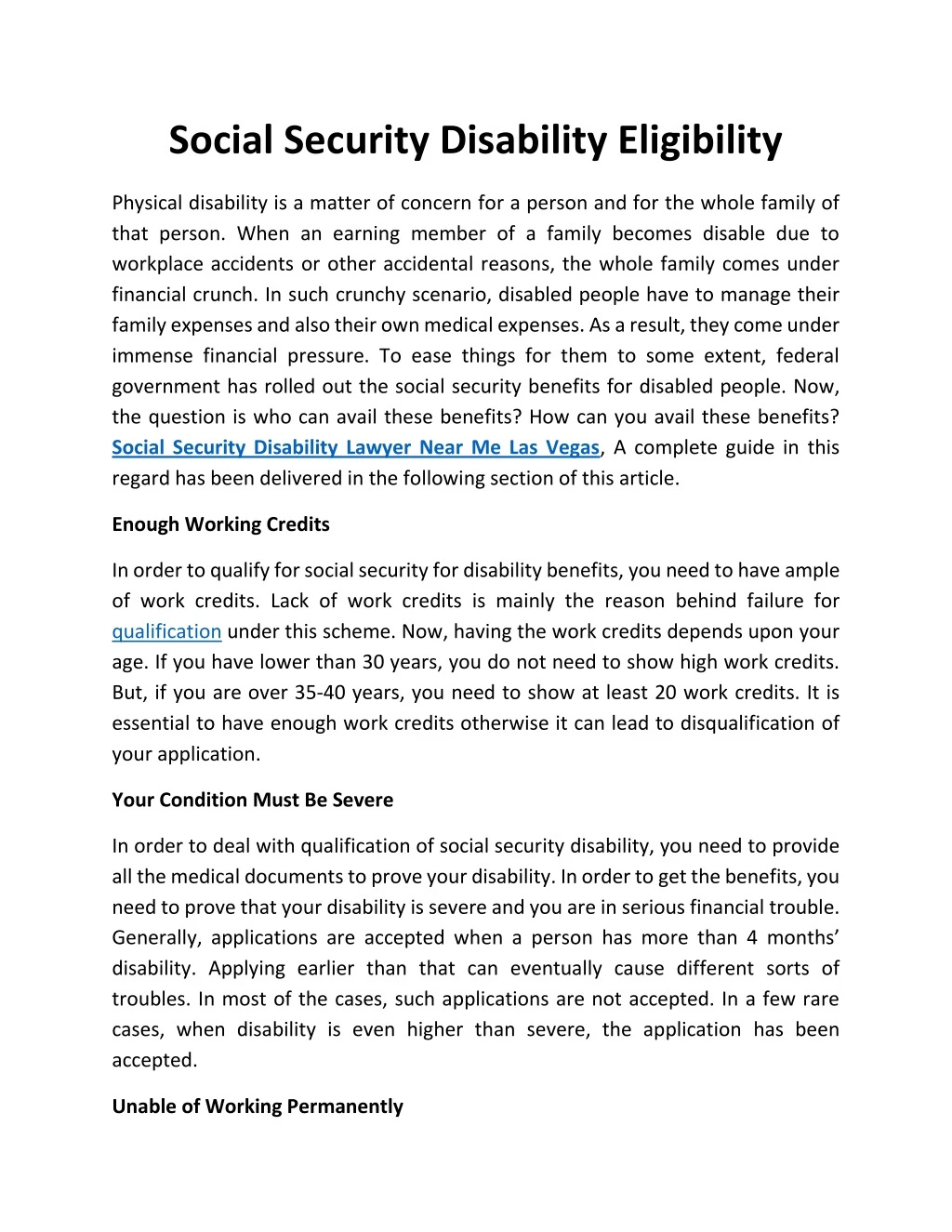 social security disability eligibility