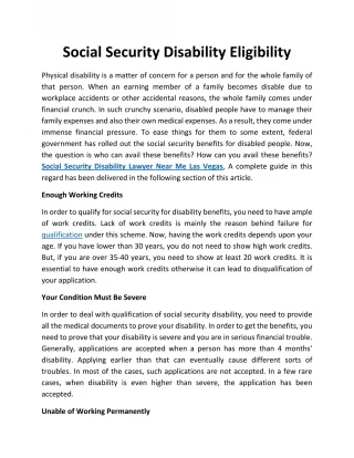 Social Security Disability Eligibility