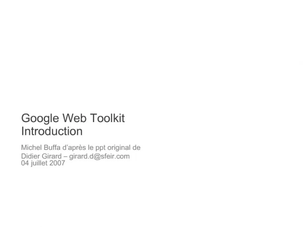 Google Web Toolkit Introduction