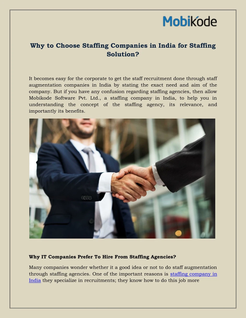 why to choose staffing companies in india