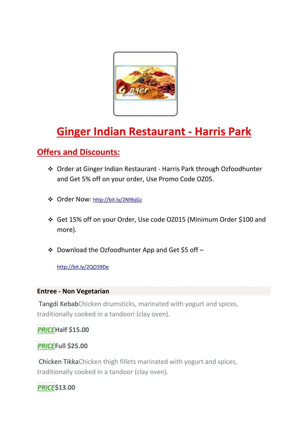 ginger indian restaurant harris park
