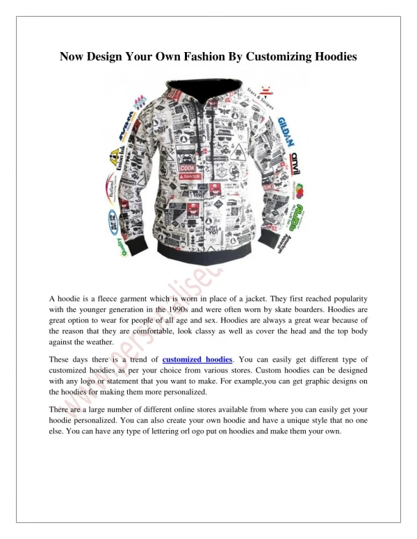 Design Your Own Fashion By Customizing Hoodies