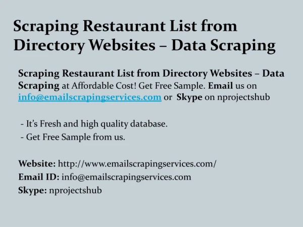 Scraping Restaurant List from Directory Websites