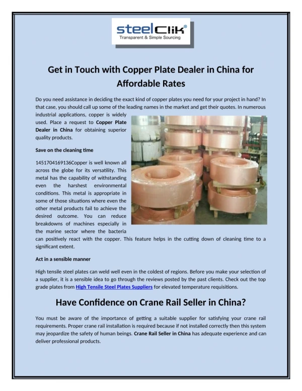 Get in Touch with Copper Plate Dealer in China for Affordable Rates