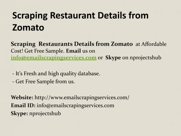 Scraping Restaurant Details from Zomato