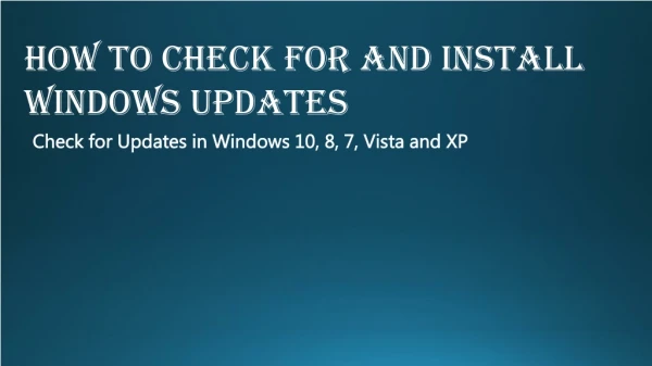 How to Check for and Install Windows Updates