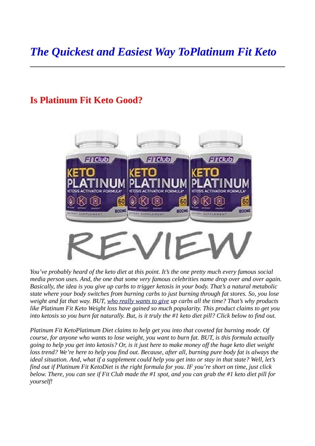 the quickest and easiest way toplatinum fit keto