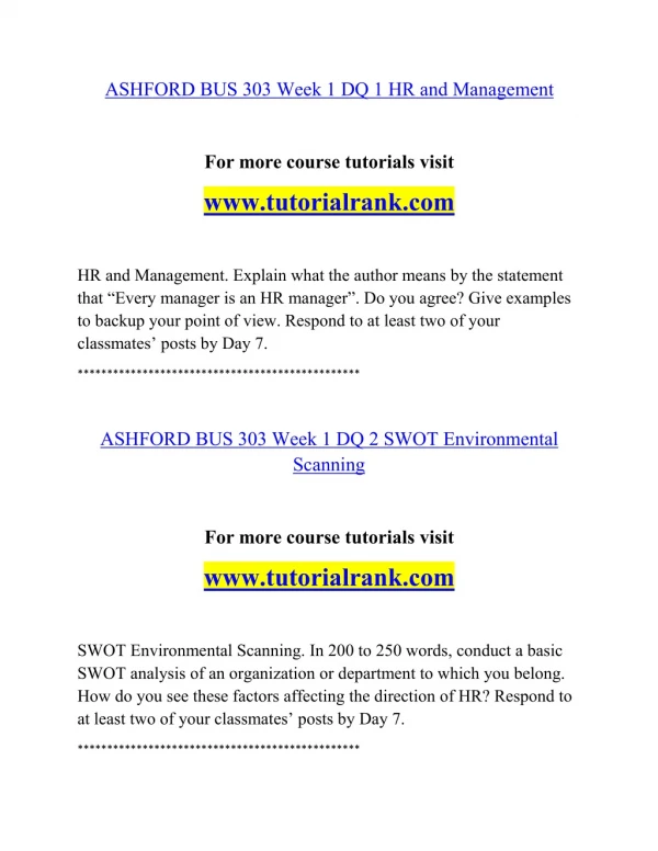 BUS 303 Effective Communication - tutorialrank.com