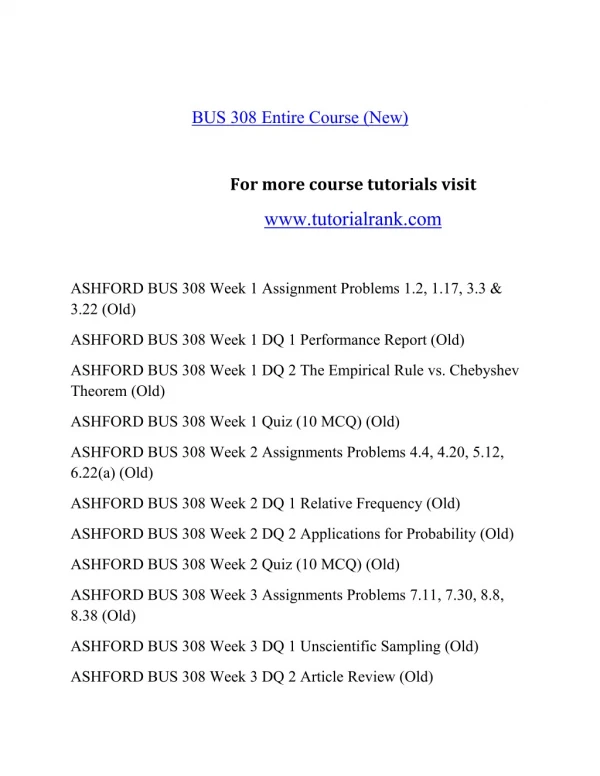 BUS 308(NEW) Effective Communication - tutorialrank.com