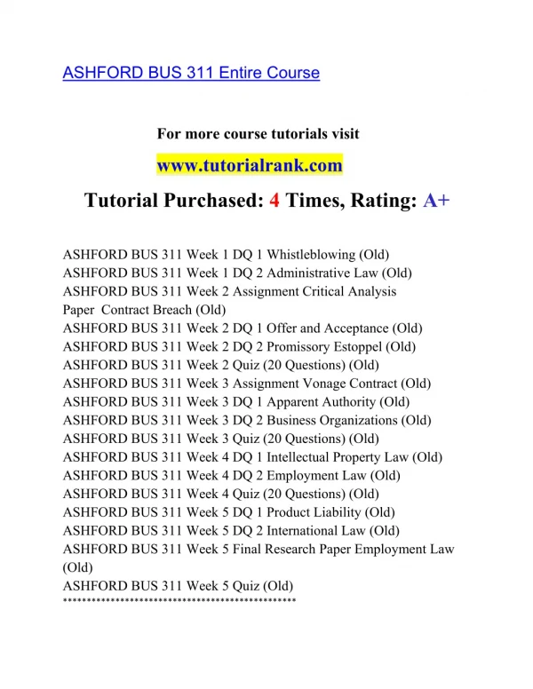BUS 311 Effective Communication - tutorialrank.com