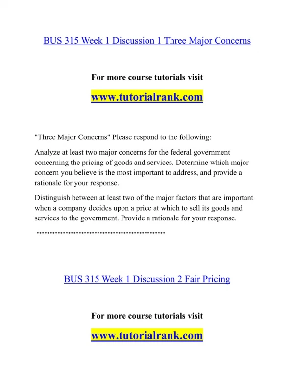 BUS 315 Effective Communication - tutorialrank.com
