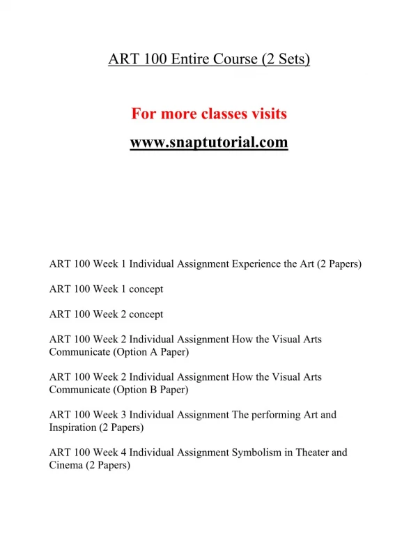 art 100 entire course 2 sets