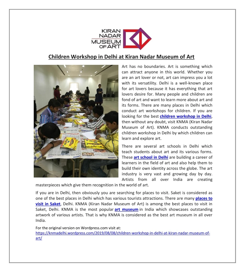children workshop in delhi at kiran nadar museum