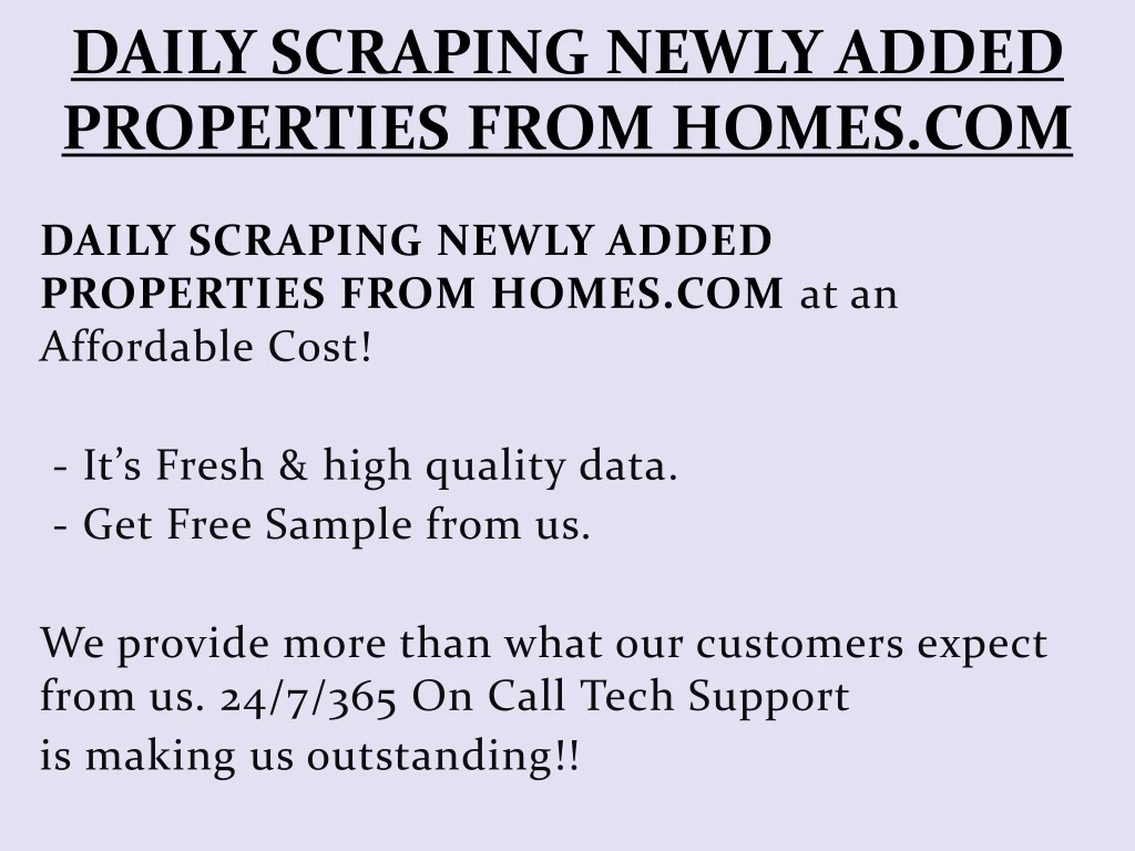 daily scraping newly added properties from homes com