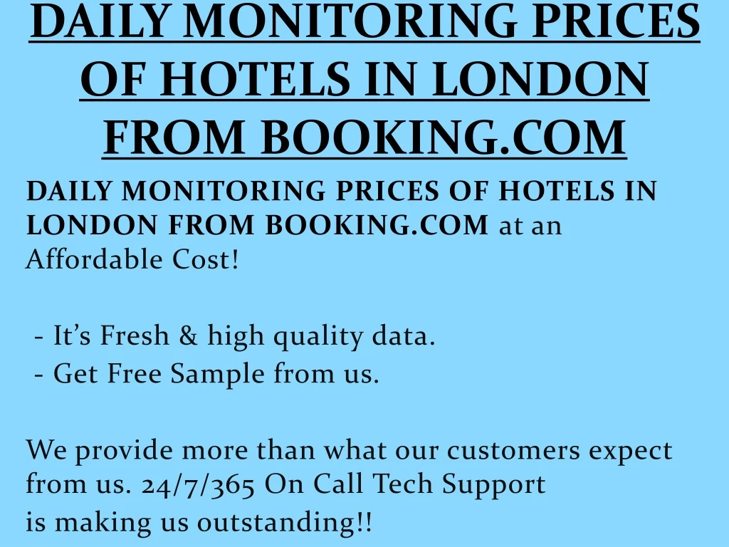 daily monitoring prices of hotels in london from booking com