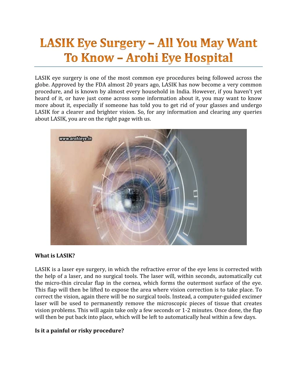 lasik eye surgery is one of the most common
