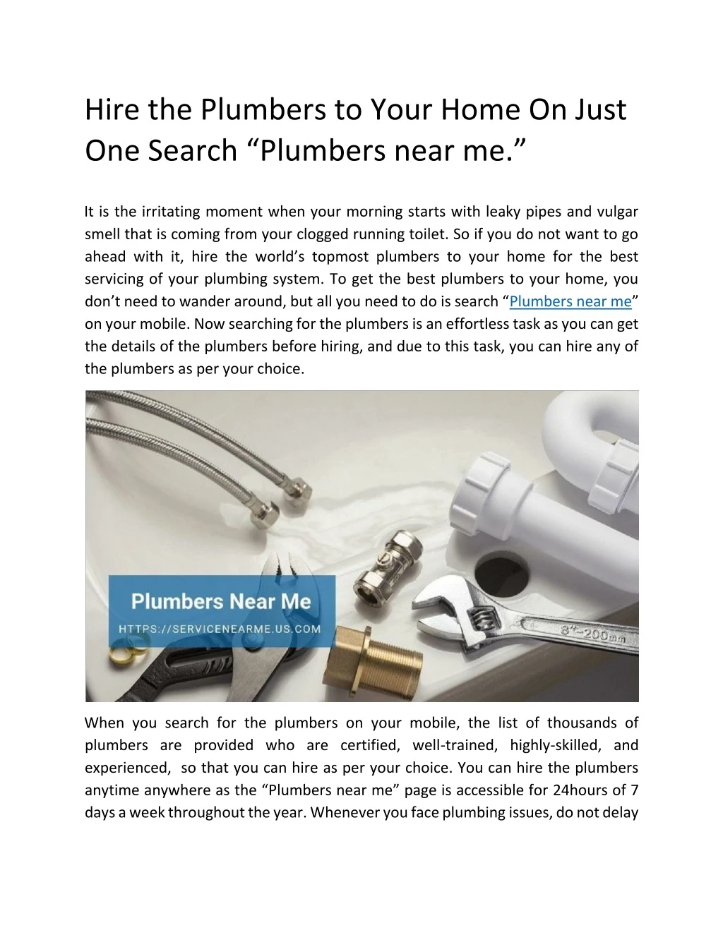 hire the plumbers to your home on just one search