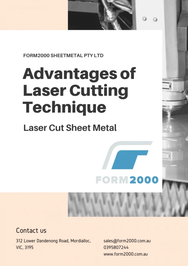 Advantages of Laser Cutting Technique - Form2000 Sheetmetal