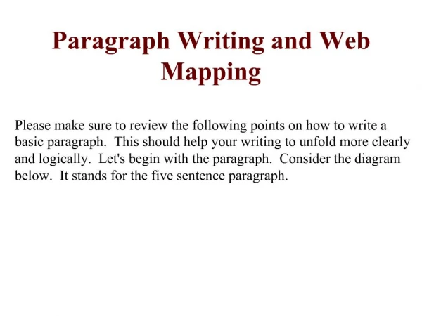 Paragraph Writing and Web Mapping