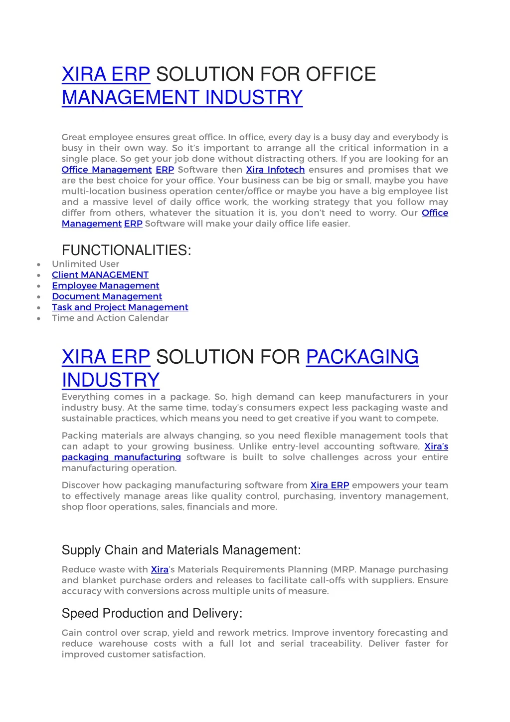 xira erp solution for office management industry