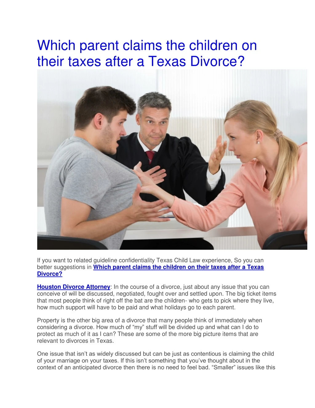 which parent claims the children on their taxes