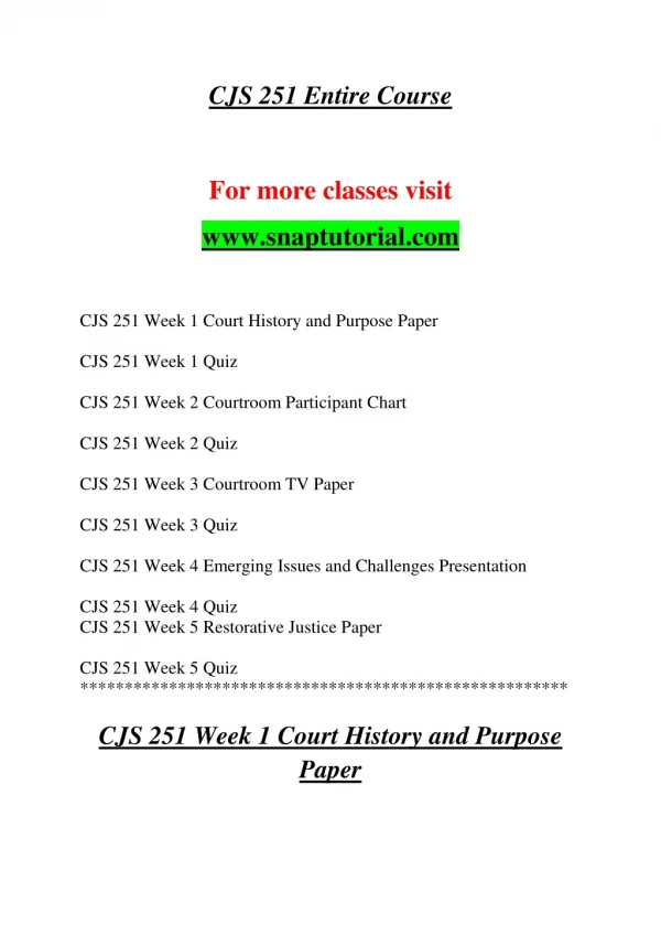CJS 251 Education Organization - snaptutorial.com