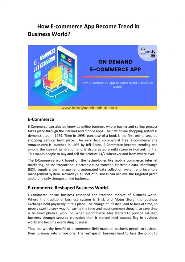 On Demand E-Commerce App