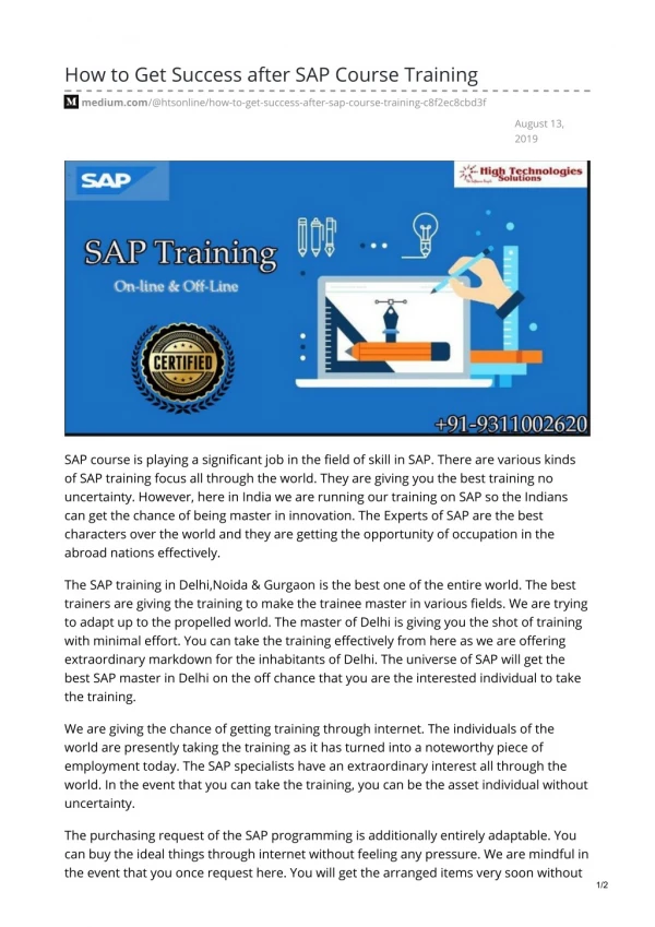 How to Get Success after SAP Course Training