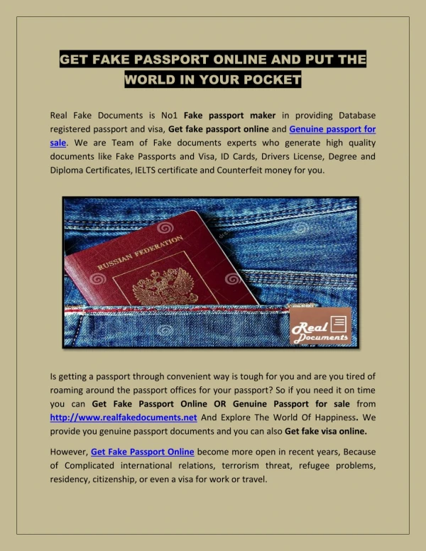GET FAKE PASSPORT ONLINE AND PUT THE WORLD IN YOUR POCKET