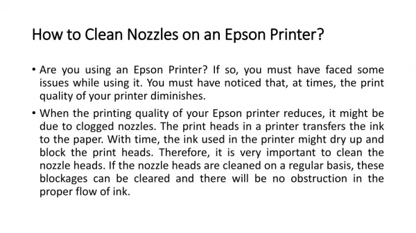 How to Clean Nozzles on an Epson Printer?