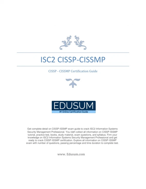 ISC2 CISSP-ISSMP Study Guide and Latest Questions Answers.