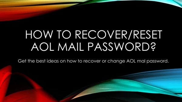 How to Recover or Reset AOL Mail Password?