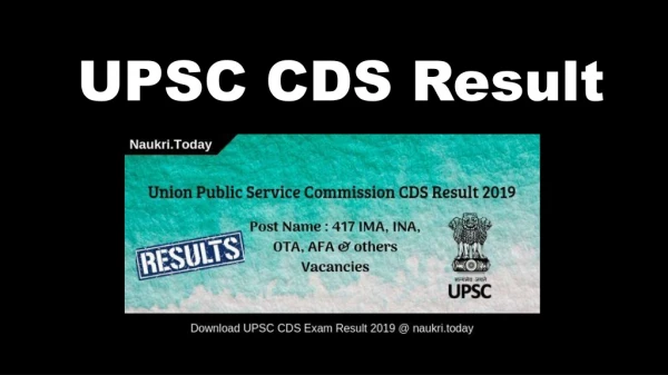 UPSC CDS Result 2019 | Check UPSC CDS (1) 2019 Exam Result Here