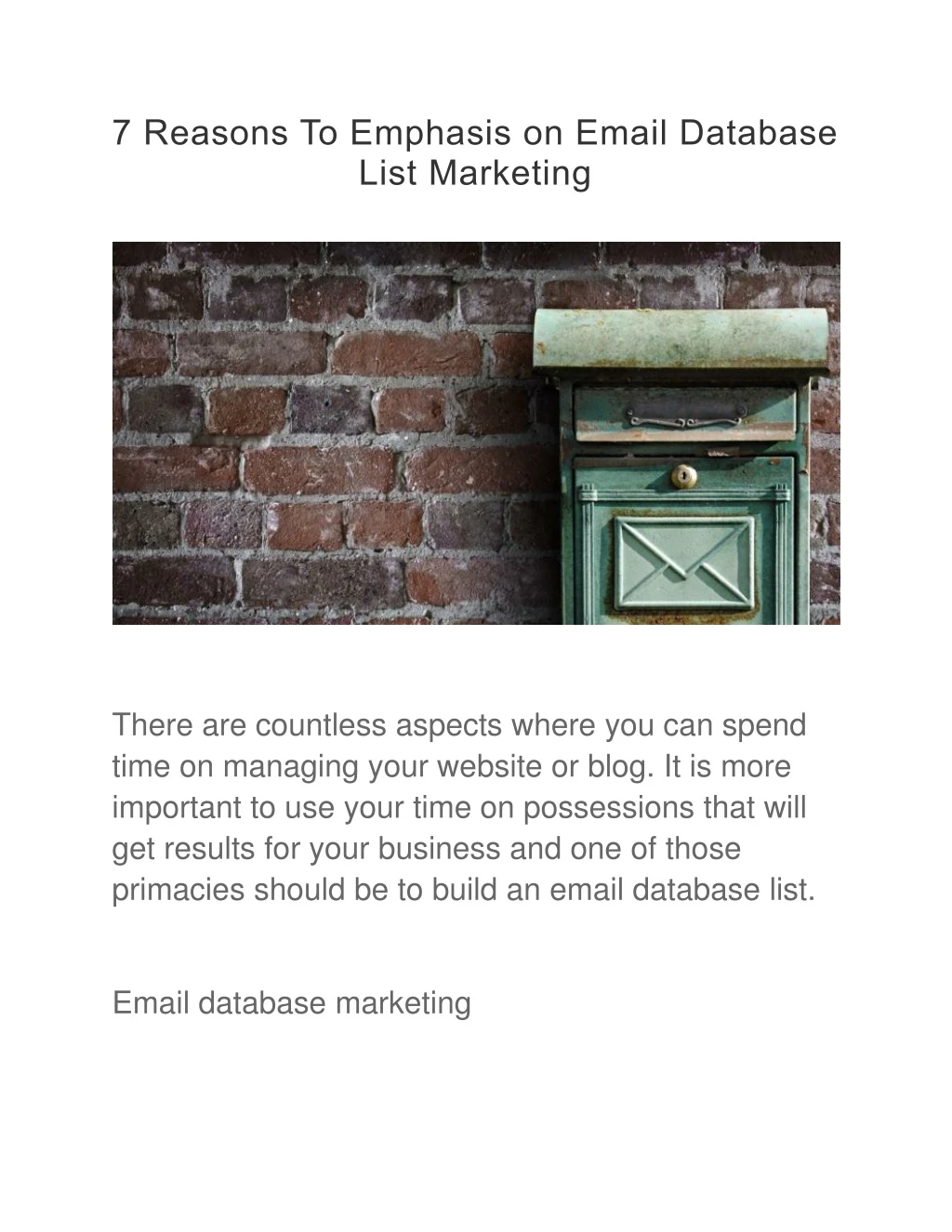 7 reasons to emphasis on email database list