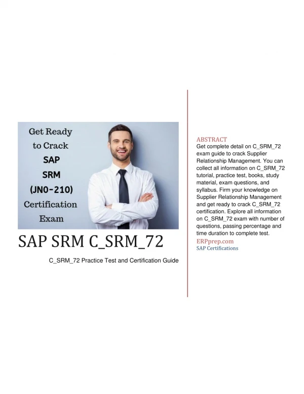 [PDF] Introduction to SAP SRM C_SRM_72 Certification Exam