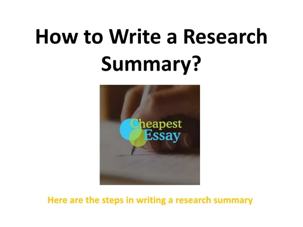 How to Write a Research Summary