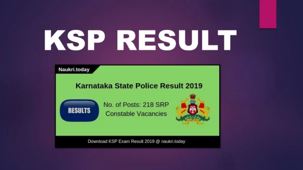 KSP Result 2019 Download For 218 SRP Constable Exam | Cut Off
