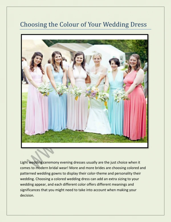 Choosing the Colour of Your Wedding Dress