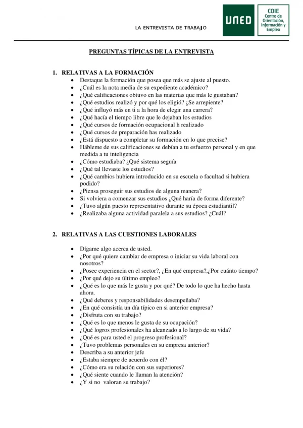 la entrevi sta de trabaj o