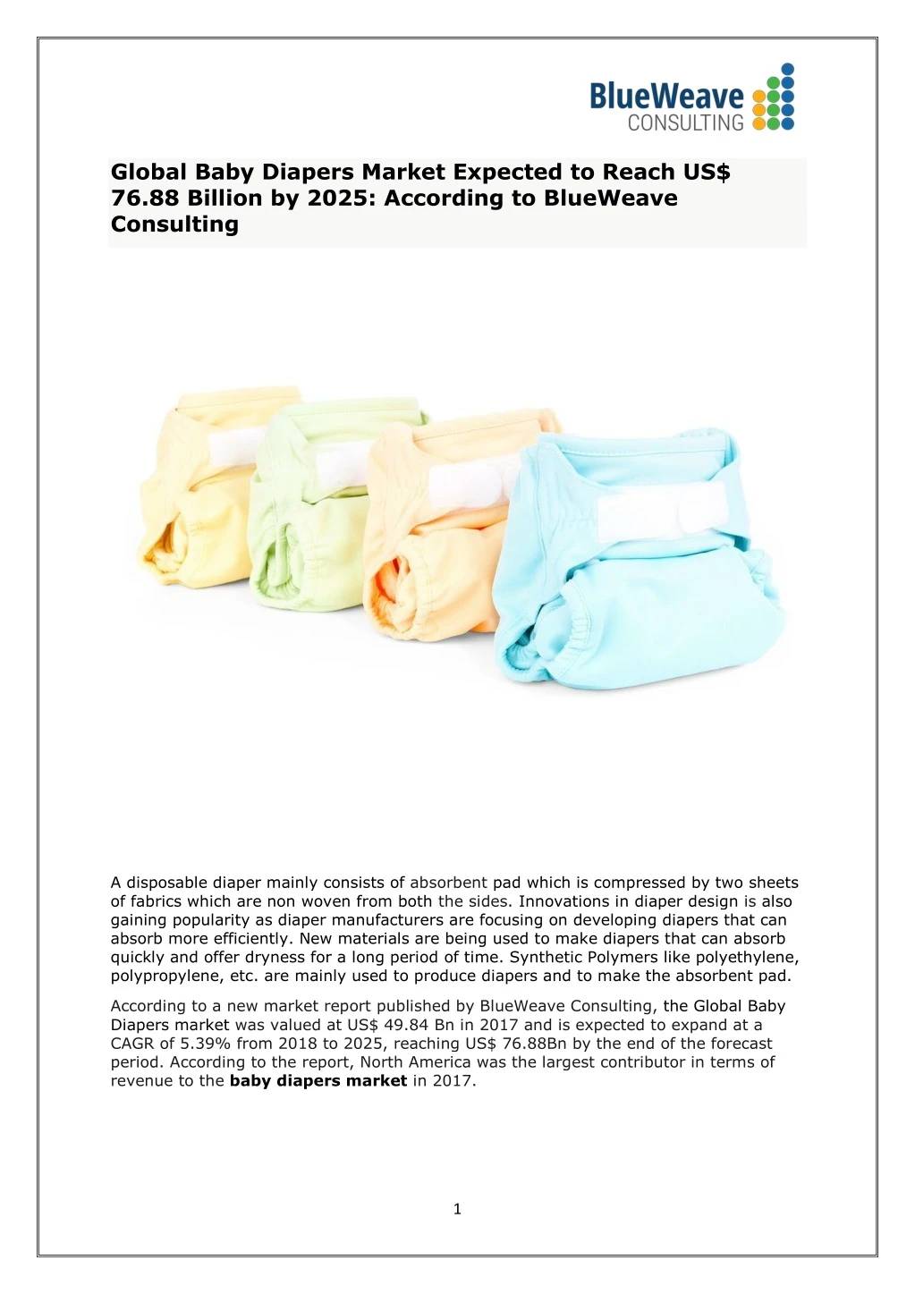 global baby diapers market expected to reach
