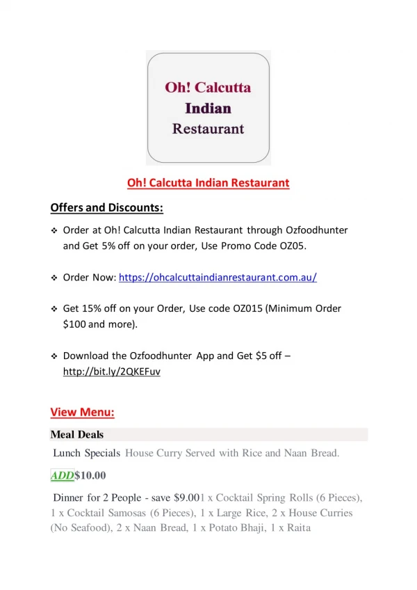 Oh! Calcutta Indian Restaurant – 5% OFF - Indian restaurant in Morphett Vale