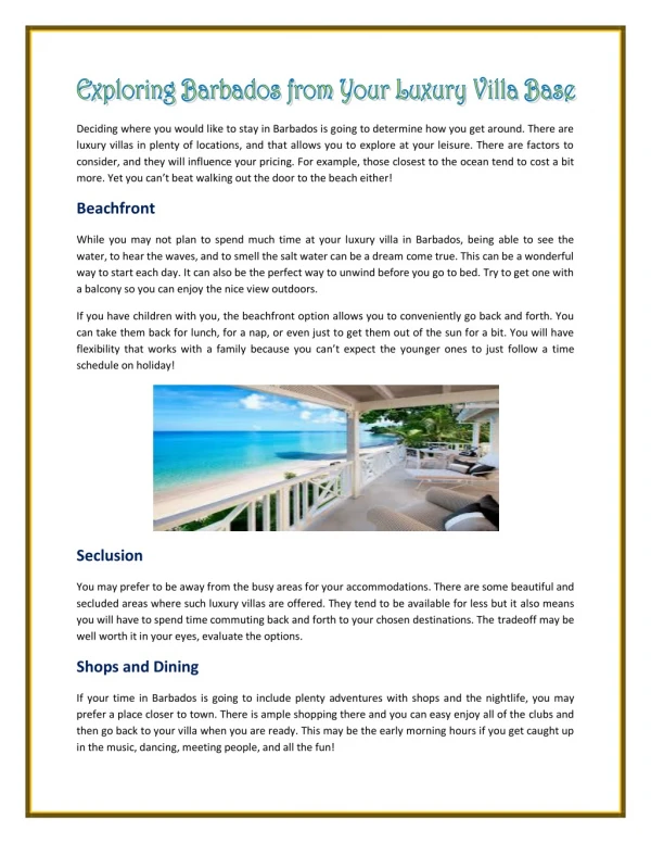 Exploring Barbados from Your Luxury Villa Base