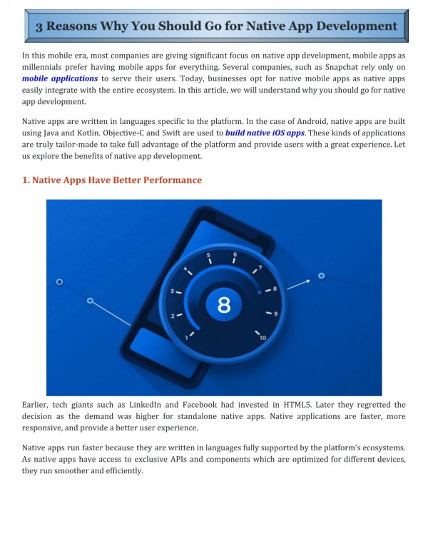 3 Reasons Why You Should Go for Native App Development