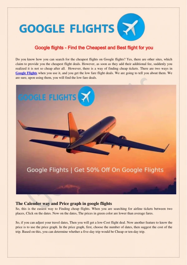 Google flights - Find the Cheapest and Best flight for you