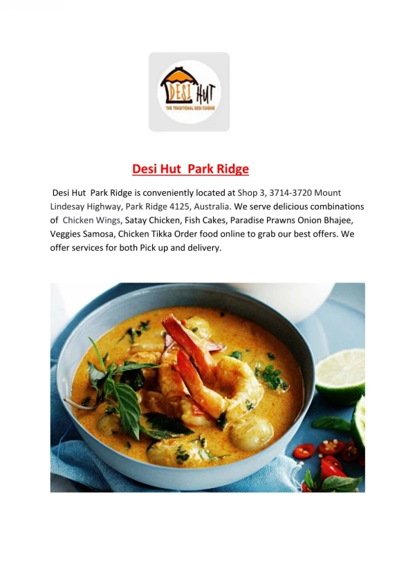 25% Off -Desi Hut -Park Ridge - Order Food Online