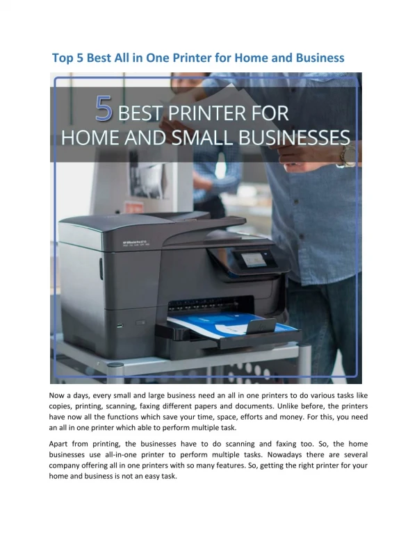 Top 5 Best All in One Printer for Home and Small Businesses